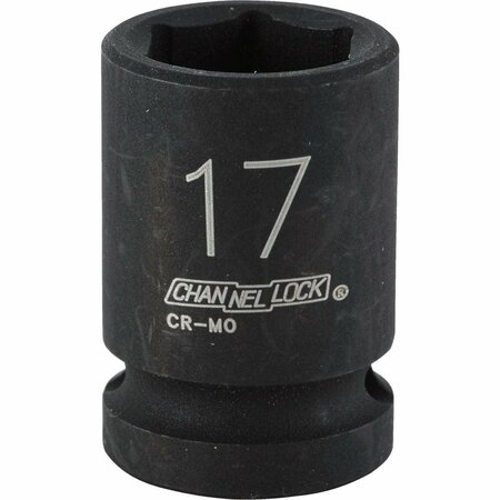 CHANNELLOCK 1/2 In. Drive 17 mm 6-Point Shallow Metric Impact Socket 315052